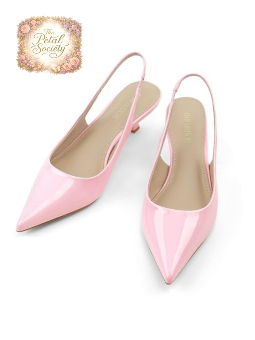 Kitten Heel Slingback Pumps Pointed Toe Dressy Low Heels